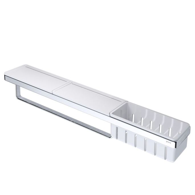 Geesa Frame 918854-02-630 planchet met handdoekrek en douchemand 63 cm chroom/ wit