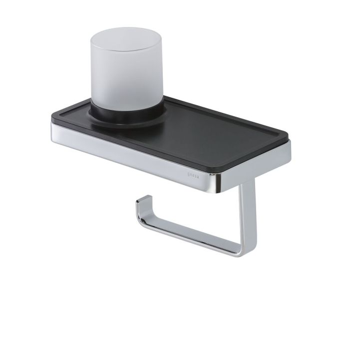 Geesa Frame 918889-02-06 toiletrolhouder met planchet en (LED-licht) houder chroom/ zwart