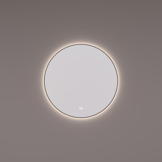 Hipp Design SPV 13507 BL KW spiegel rond in MAT ZWART met indirecte LED verlichting rondom 70x3cm