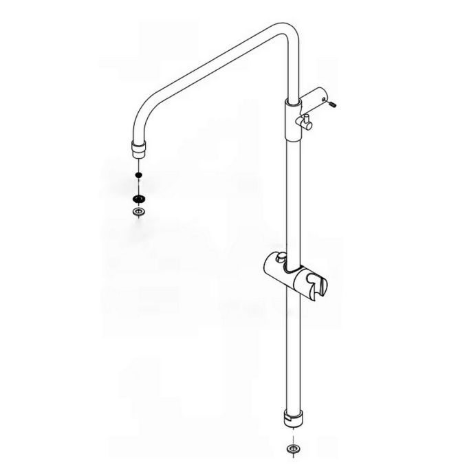 HSK E98506-1-41 douchestang met buis voor douchekop, glijstuk en aansluiting voor RS200 en RS500 showerset chroom