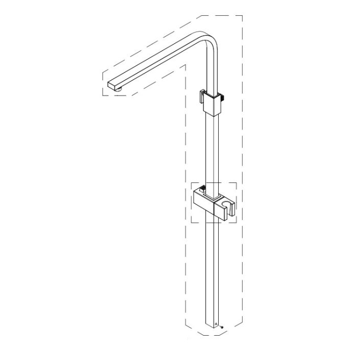 HSK E98595-7-41 douchestang met buis voor douchekop, glijstuk en aansluiting voor RS300 showerset chroom