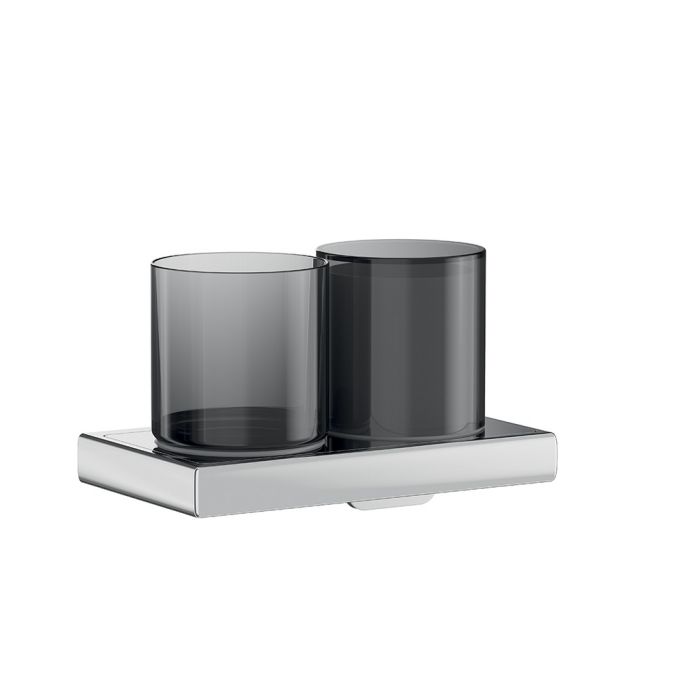 Inda Claire A7110DNE04 bekerhouder met zeepdispenser mat zwart/ fumé glas