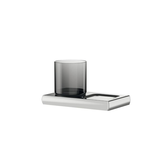 Inda Claire A7178BAC04 glashouder met zeepschaal geborsteld nikkel/ fumé glas