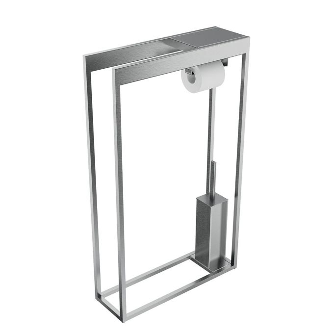 Inda Indissima A88860NS multifunctionele standaard toiletrol- en toiletborstelhouder RVS geborsteld
