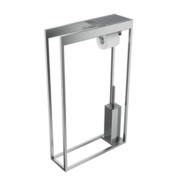 Inda Indissima A88860WM multifunctionele standaard toiletrol- en toiletborstelhouder mat wit