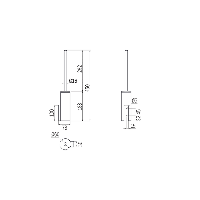 Inda MY MiniLove AV514BMB toiletborstelgarnituur wand geborsteld gun metal