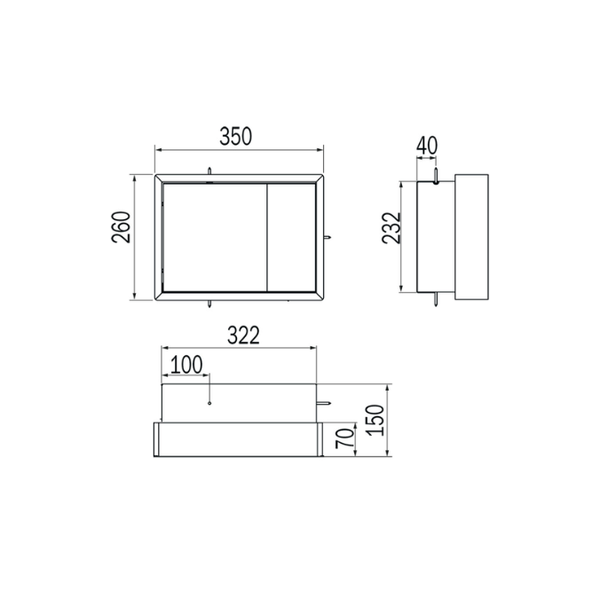Inda MY Secret A80760AX inbouwnis met bekerhouder, zeepdispenser en spiegel 350x260mm mat avorio
