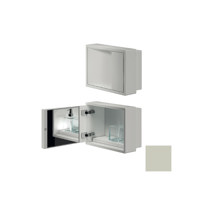 Inda MY Secret A80760CE inbouwnis met bekerhouder, zeepdispenser en spiegel 350x260mm mat cemento