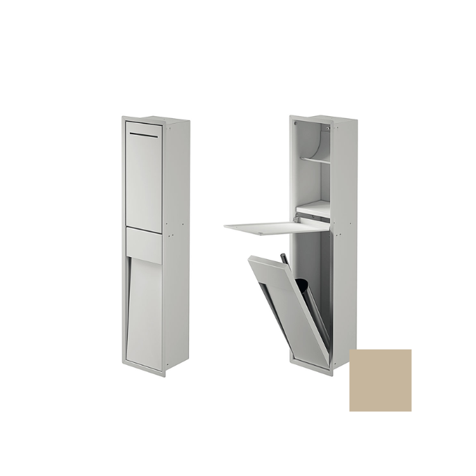 Inda MY Secret A8085CTL inbouwnis met toiletrolhouder en toiletborstelgarnituur 190x860mm mat terra di luna