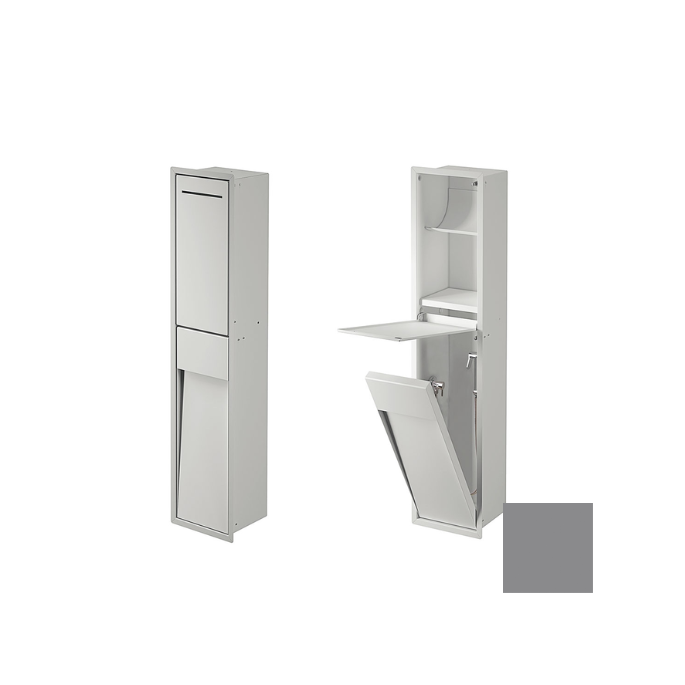 Inda MY Secret A8085DTN inbouwnis met toiletrolhouder en hygiënische douche 190x860mm mat titanio