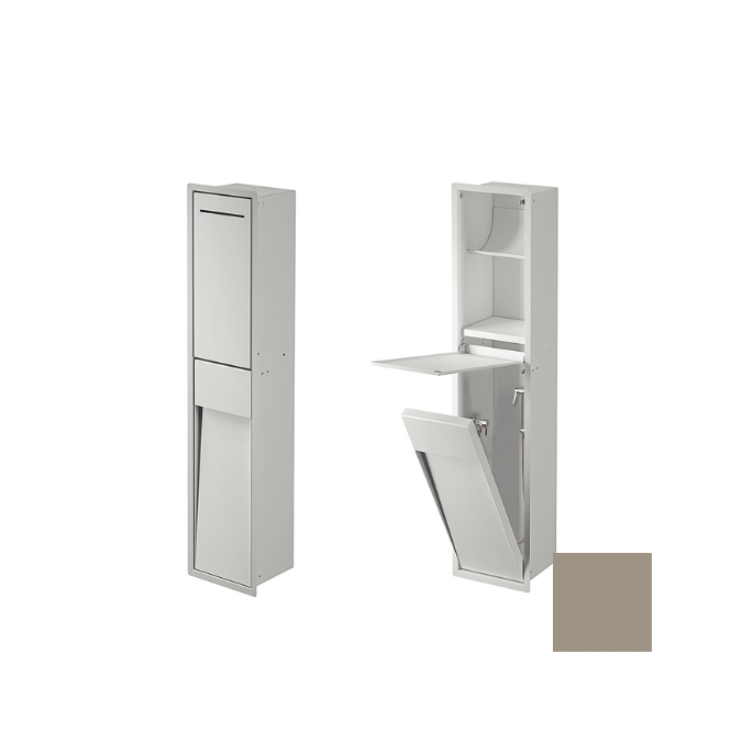 Inda MY Secret A8085DVS inbouwnis met toiletrolhouder en hygiënische douche 190x860mm mat visone