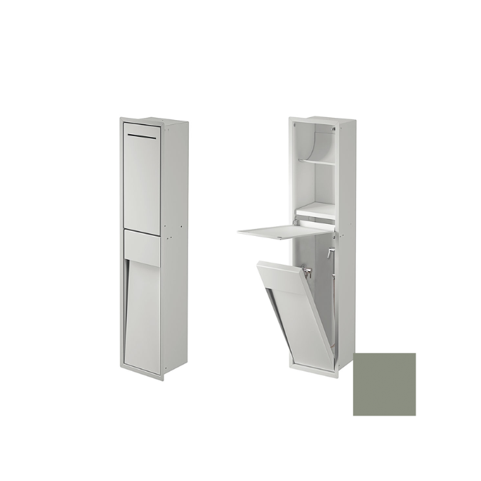 Inda MY Secret A8085DVV inbouwnis met toiletrolhouder en hygiënische douche 190x860mm mat verde salvia