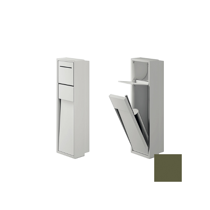 Inda MY Secret A8086AVF inbouwnis met toiletrolhouder en toiletborstelgarnituur 190x660mm mat verde felce