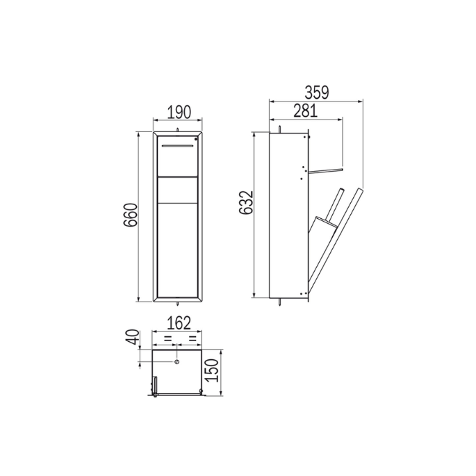 Inda MY Secret A8085AMP inbouwnis met toiletrolhouder en toiletborstelgarnituur 190x660mm mat perla