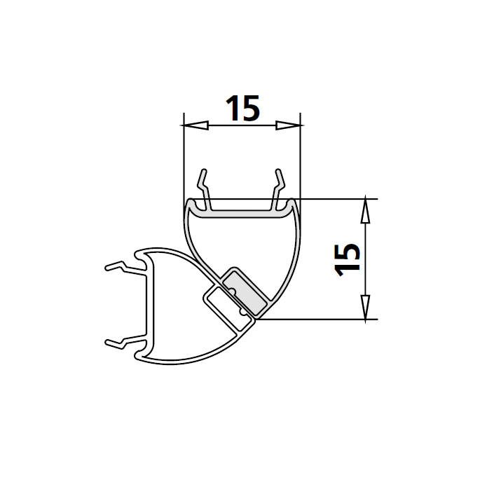 Kermi 6037523 magneetprofiel 90 graden rechts verticaal 200cm
