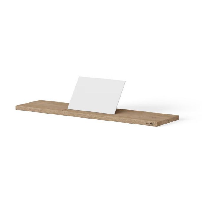 Looox Bath Collection WBSHELF88MW badplank 88 cm massief eiken old grey met inzet mat wit