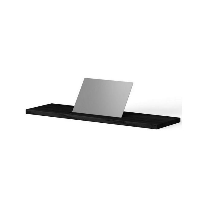 Looox Bath Collection WBSHELFBL69RVS badplank 69 cm massief eiken zwart met inzet geborsteld RVS