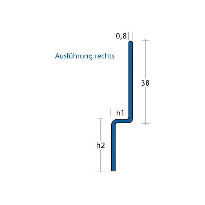 Blanke Aqua Keil Wand 845280B125R (8508) afsluitprofiel 980x12,5x24mm rechts RVS geborsteld
