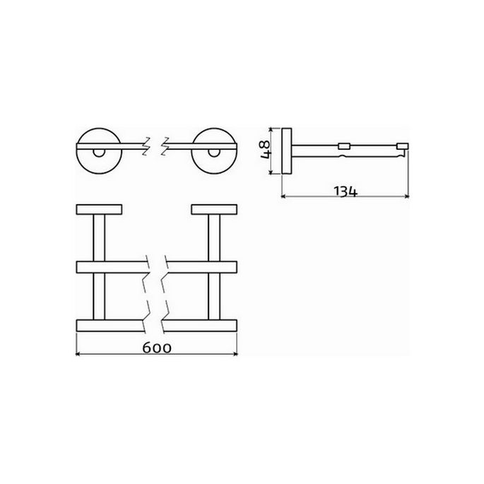 Clou Flat CL0902053 handdoekrek dubbel 60cm chroom