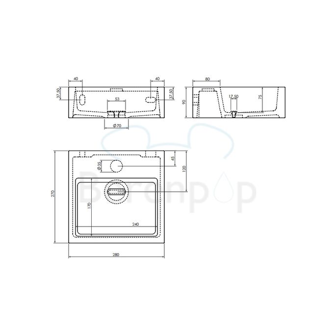 Clou Flush 1 CL0308011 mineral marmer fontein 28cm wit