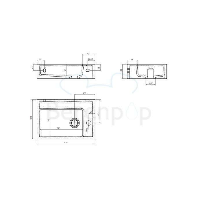 Clou Flush 2 Plus CL0313221 aluite fontein 42,5cm wit