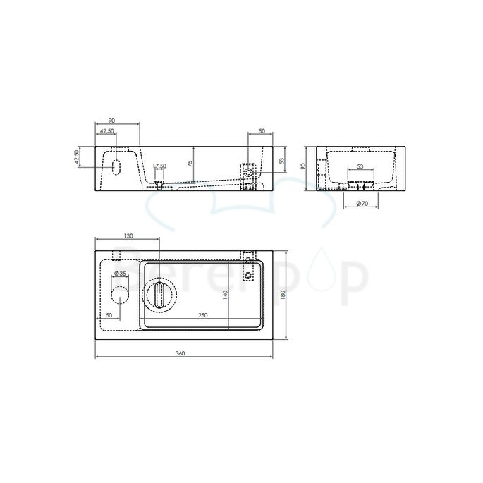 Clou Flush 3 CL0308032 mineral marmer fontein 36cm wit