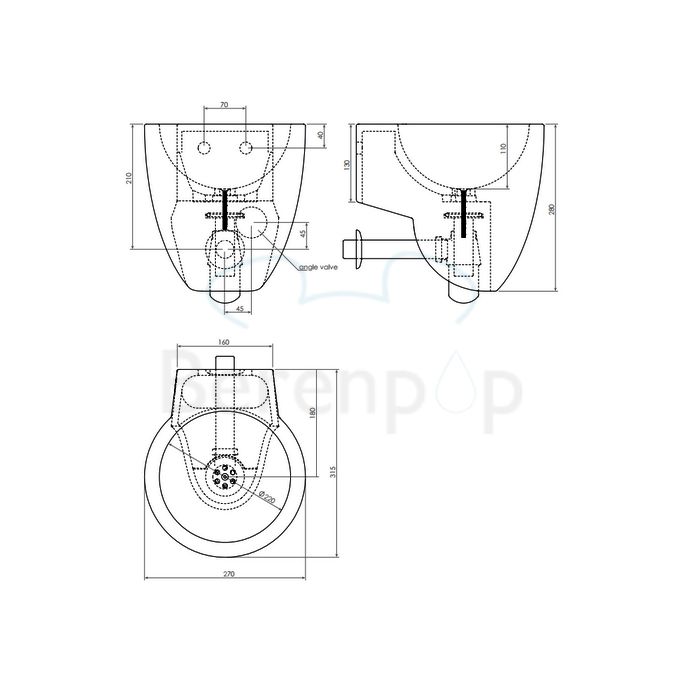 Clou Flush 6 CL0303061 keramiek fontein 27cm wit