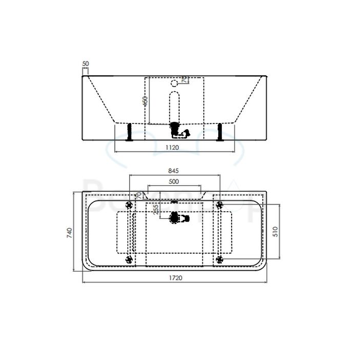 Clou InBe IB0540506 bad wandmodel 172x74 acryl wit