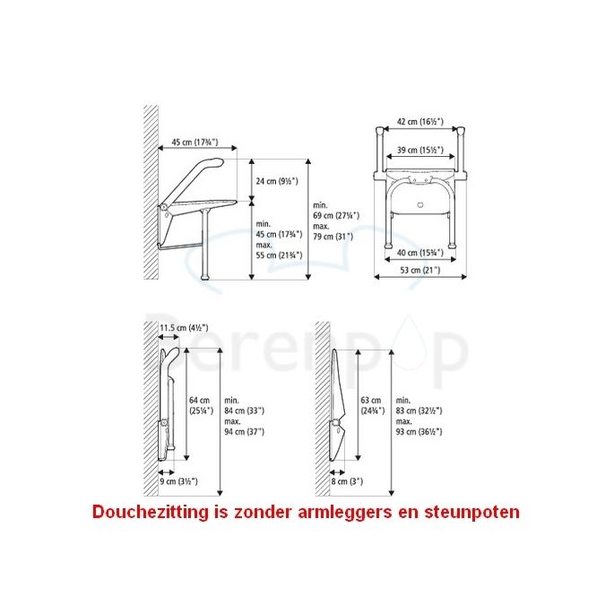 Etac Relax 81708000 douchezitting Volcano grijs