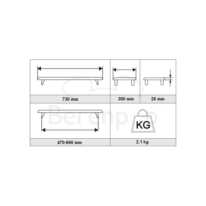 Etac Rufus Plus 81202002 badplank 73cm met handgreep wit