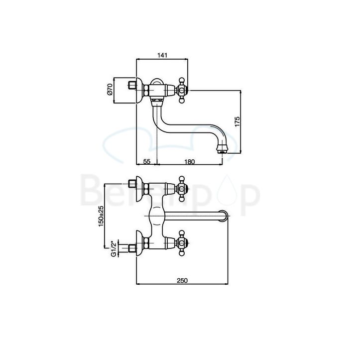 Fima Carlo Frattini Elizabeth F5086BR wand keukenkraan 2-greeps brons
