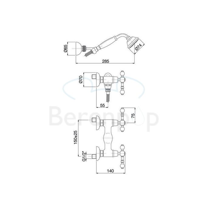 Fima Carlo Frattini Epoque F5055OR opbouw douchekraan 2-greeps met garnituur goud