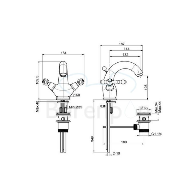 Fima Carlo Frattini Epoque F50612OR wastafelkraan 2-greeps goud