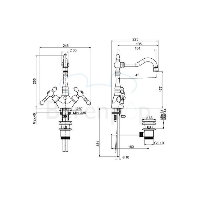 Fima Carlo Frattini Epoque F5061OR wastafelkraan 2-greeps goud