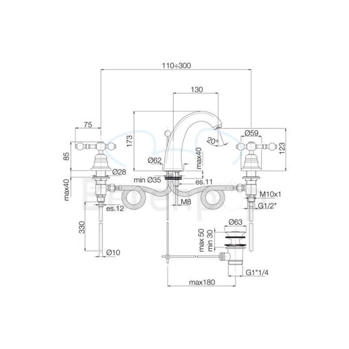 Fima Carlo Frattini Epoque F5071OR 3-gats wastafelkraan 2-greeps goud