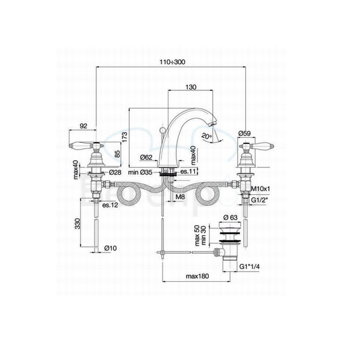 Fima Carlo Frattini Herend F5421CR 3-gats wastafelkraan 2-greeps chroom