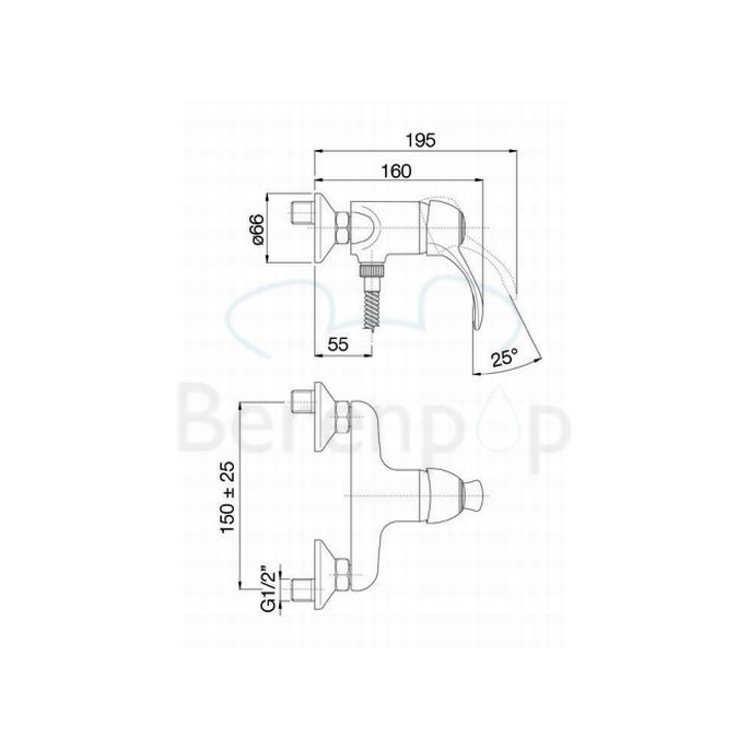 Fima Carlo Frattini Lamp F33051CR opbouw douchekraan 1-greeps chroom