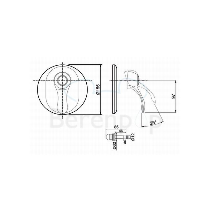 Fima Carlo Frattini Lamp F3309X2OR inbouw bad/ douchekraan 1-greeps met 2 weg omstelling (2 uitgangen) goud