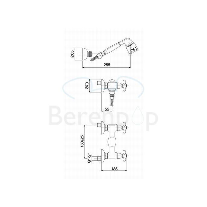 Fima Carlo Frattini Olivia F5005CR opbouw douchekraan 2-greeps met garnituur chroom