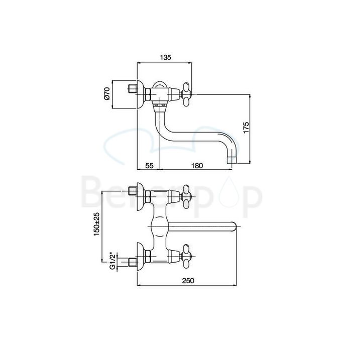 Fima Carlo Frattini Olivia F5006OR wand keukenkraan 2-greeps goud
