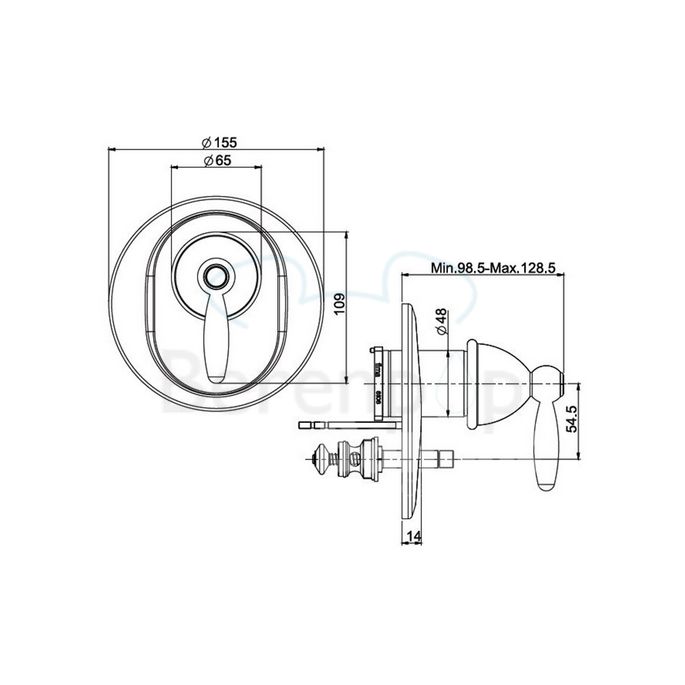 Fima Carlo Frattini Olivia F5009X2BR inbouw bad/ douchekraan 1-greeps met 2 weg omstelling (2 uitgangen) brons