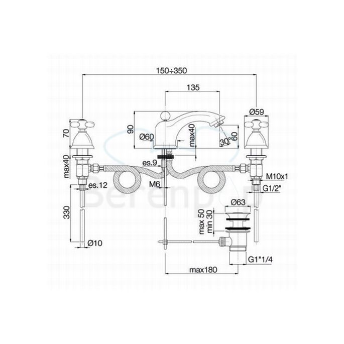 Fima Carlo Frattini Olivia F5011BR 3-gats wastafelkraan 2-greeps brons
