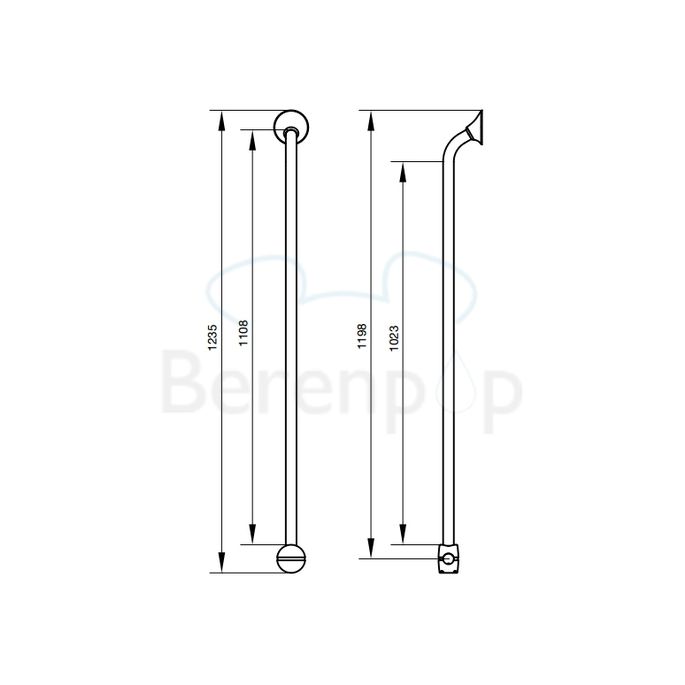 Handicare (Linido) LI2611018402 verticale combi-beugel Ergogrip 1235mm RVS gecoat wit