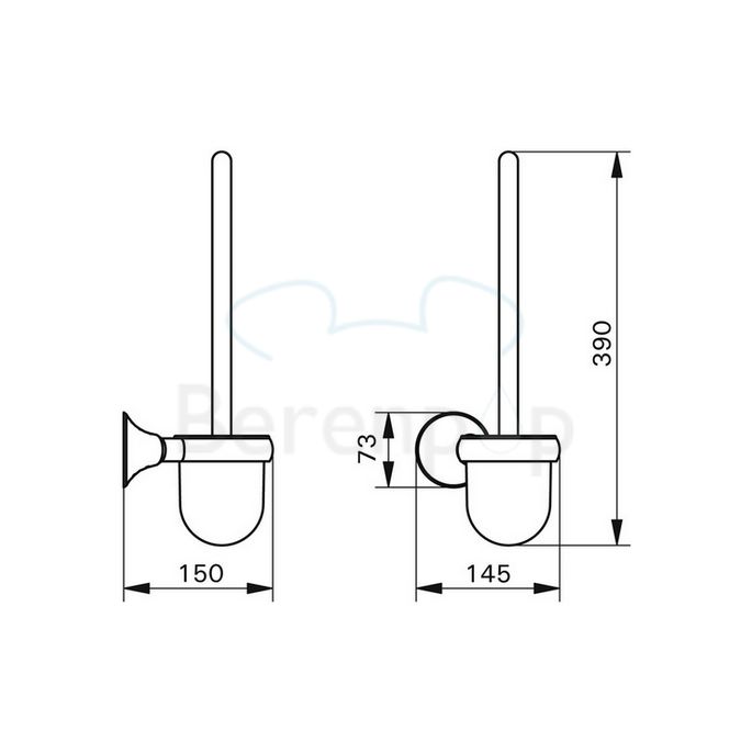 Handicare (Linido) LI2631000602 toiletborstel in houder kunststof wit