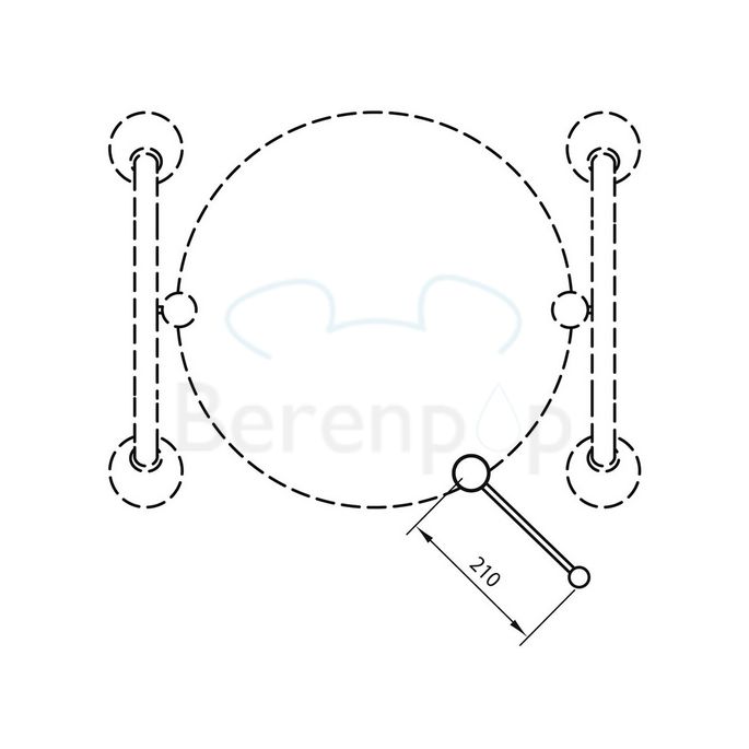 Handicare (Linido) LI2642002211 bedieningshendel kantelspiegel RVS gepolijst antraciet