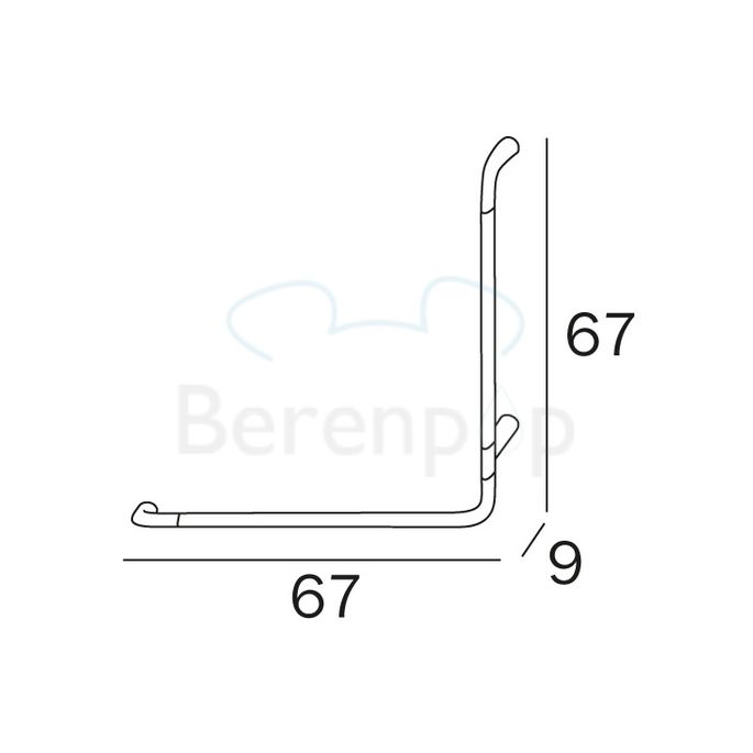Inda Confort AH993CCR veiligheidssteun L-vorm rechts chroom