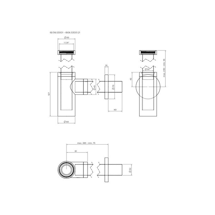 Clou InBe IB065300121 wastafel designsifon type 1, rond, mat zwart