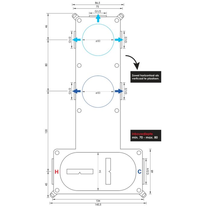 Brauer Carving 5-GK-098 thermostatische inbouw regendouche SET 02 koper geborsteld PVD