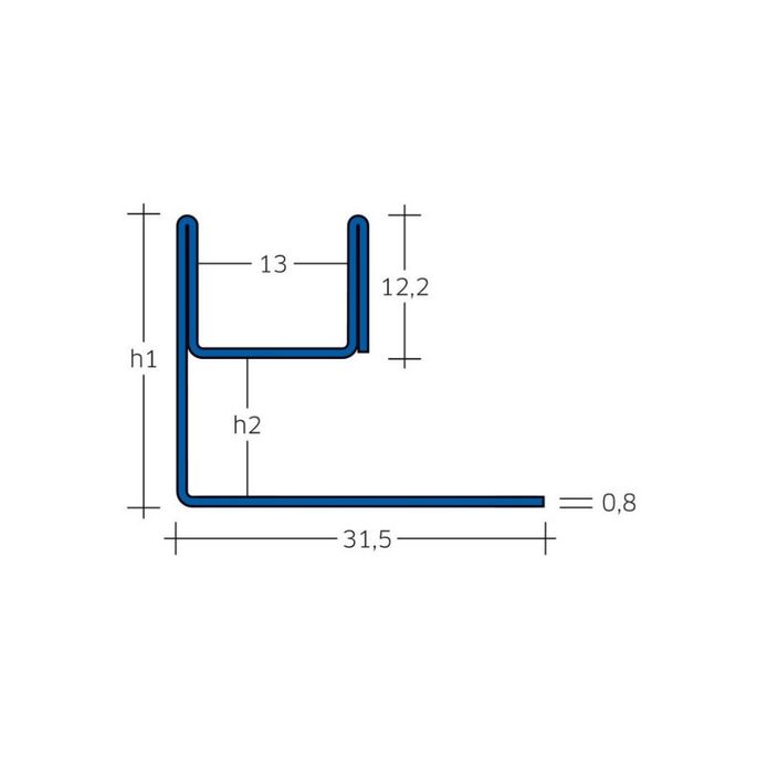 Blanke Aqua Glas 2042840080210 glasprofiel 2100x21x8mm RVS verchroomd