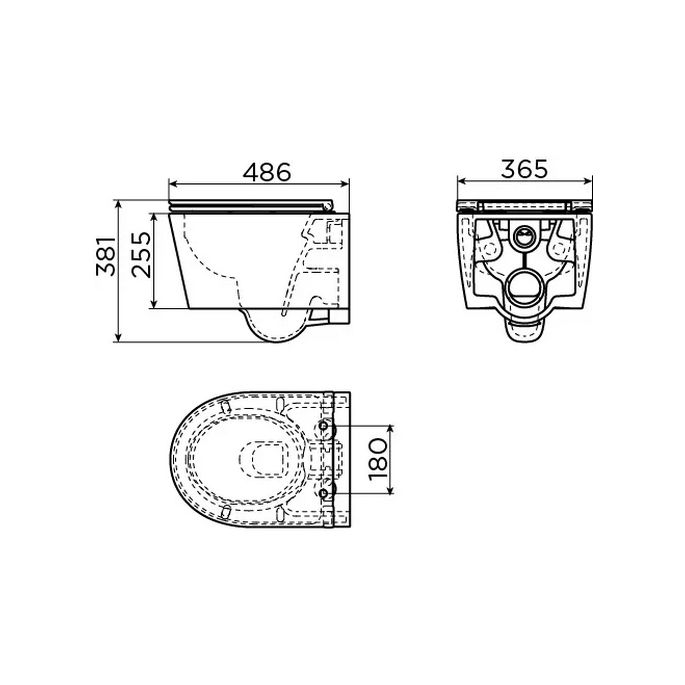 Clou InBe IB0401140 Rimless 48cm wandtoilet met toiletzitting glanzend wit